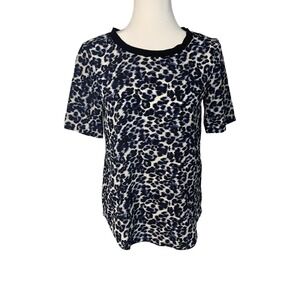 Rebecca Taylor 100% silk short sleeve leopard print shirt